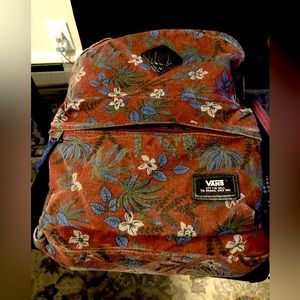 Vans Off The Wall Realm Classic Women’s Red Blue Floral Backpack Size 16”x12”x7”